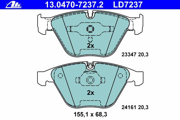 Комплект тормозных колодок, дисковый тормоз ATE