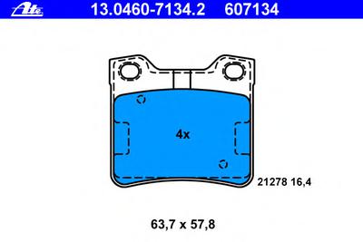 Комплект тормозных колодок, дисковый тормоз ATE 13.0460-7134.2