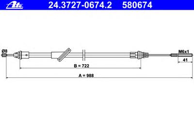 Трос ручника ATE 24.3727-0674.2