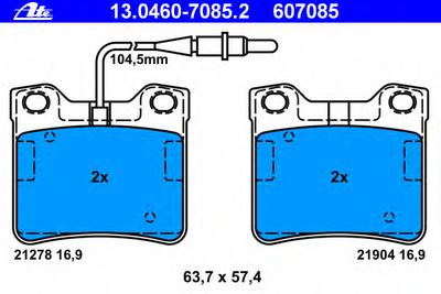 Комплект тормозных колодок, дисковый тормоз ATE 13.0460-7085.2