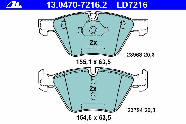 Комплект тормозных колодок, дисковый тормоз ATE