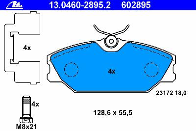 Комплект тормозных колодок, дисковый тормоз ATE 13.0460-2895.2