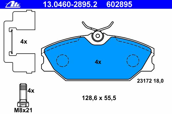 Комплект тормозных колодок, дисковый тормоз ATE