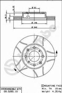 Тормозной диск BREMBO 09.5285.75