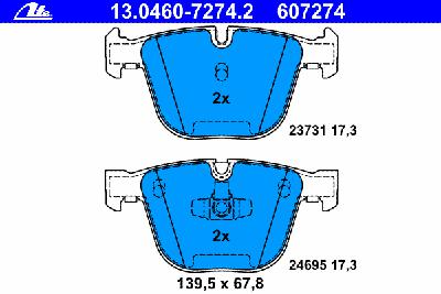 Комплект тормозных колодок, дисковый тормоз ATE 13.0460-7274.2