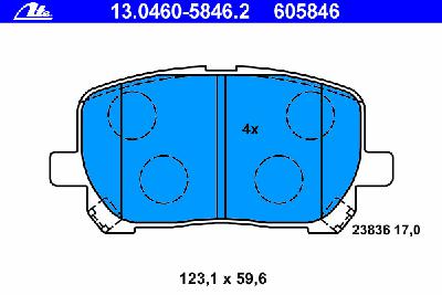 Комплект тормозных колодок, дисковый тормоз ATE 13.0460-5846.2