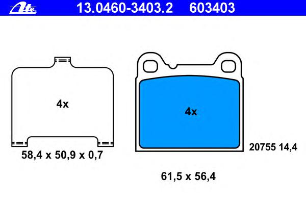 Комплект тормозных колодок, дисковый тормоз ATE
