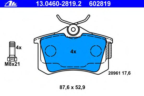 Комплект тормозных колодок, дисковый тормоз ATE