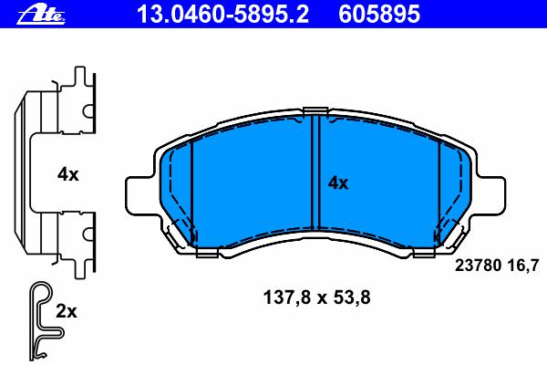 Комплект тормозных колодок, дисковый тормоз ATE