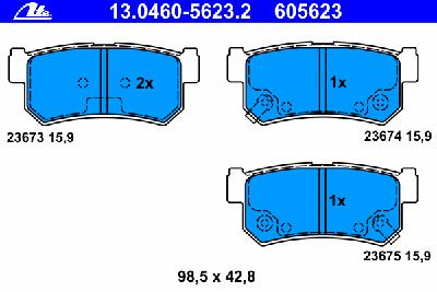 Комплект тормозных колодок, дисковый тормоз ATE 13.0460-5623.2