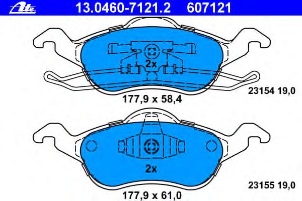 Комплект тормозных колодок, дисковый тормоз ATE