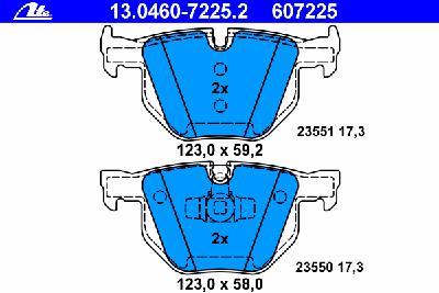 Комплект тормозных колодок, дисковый тормоз ATE 13.0460-7225.2
