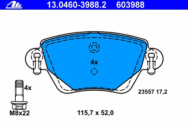 Комплект тормозных колодок, дисковый тормоз ATE