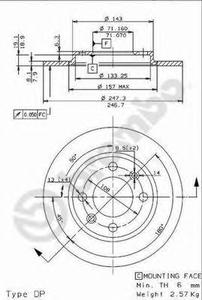 Тормозной диск BREMBO 08.9602.10