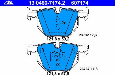 Комплект тормозных колодок, дисковый тормоз ATE 13.0460-7174.2