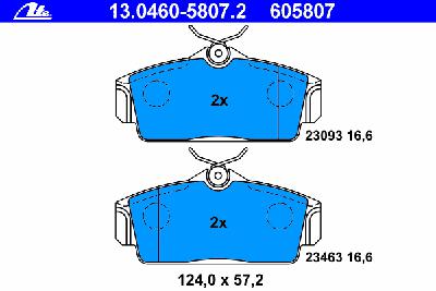 Комплект тормозных колодок, дисковый тормоз ATE 13.0460-5807.2