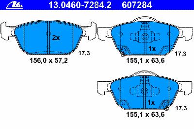 Комплект тормозных колодок, дисковый тормоз ATE 13.0460-7284.2