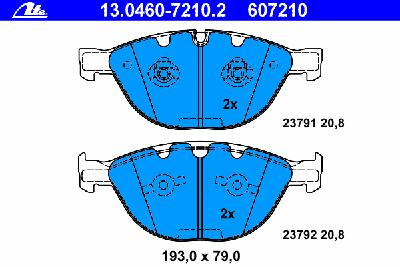 Комплект тормозных колодок, дисковый тормоз ATE 13.0460-7210.2