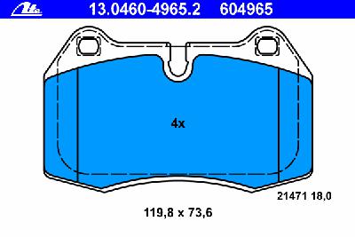 Комплект тормозных колодок, дисковый тормоз ATE 13.0460-4965.2
