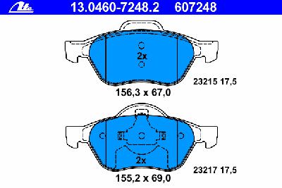 Комплект тормозных колодок, дисковый тормоз ATE 13.0460-7248.2
