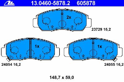 Комплект тормозных колодок, дисковый тормоз ATE 13.0460-5878.2