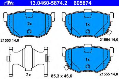 Комплект тормозных колодок, дисковый тормоз ATE 13.0460-5874.2