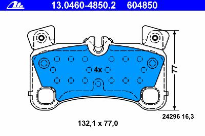 Комплект тормозных колодок, дисковый тормоз ATE 13.0460-4850.2