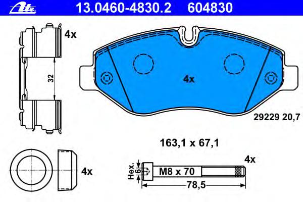 Комплект тормозных колодок, дисковый тормоз ATE
