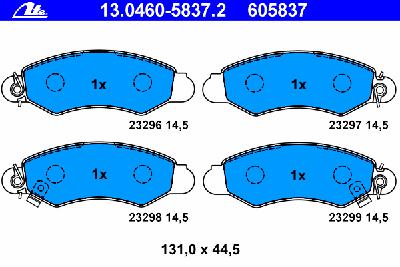 Комплект тормозных колодок, дисковый тормоз ATE 13.0460-5837.2