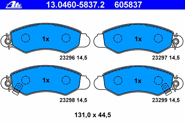 Комплект тормозных колодок, дисковый тормоз ATE