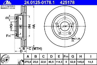Тормозной диск ATE 24.0125-0178.1