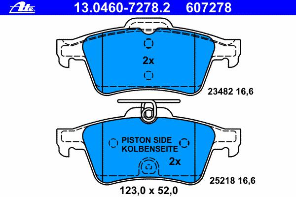 Комплект тормозных колодок, дисковый тормоз ATE