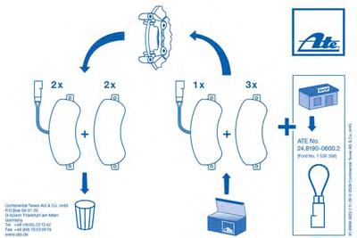 Комплект тормозных колодок, дисковый тормоз ATE