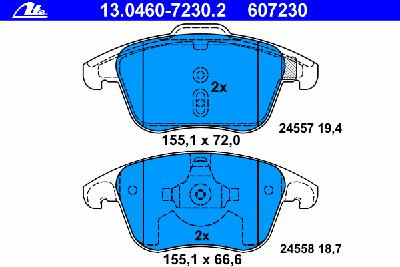 Комплект тормозных колодок, дисковый тормоз ATE 13.0460-7230.2