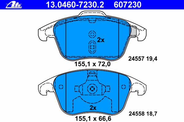 Комплект тормозных колодок, дисковый тормоз ATE