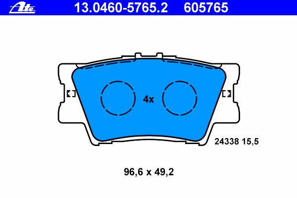 Комплект тормозных колодок, дисковый тормоз ATE