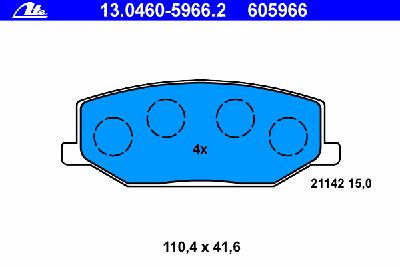 Комплект тормозных колодок, дисковый тормоз ATE 13.0460-5966.2