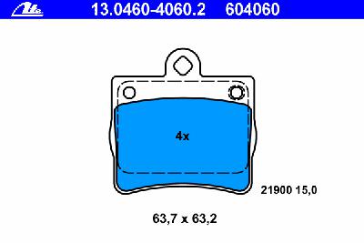 Комплект тормозных колодок, дисковый тормоз ATE 13.0460-4060.2
