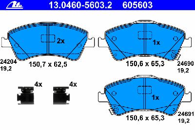 Комплект тормозных колодок, дисковый тормоз ATE 13.0460-5603.2