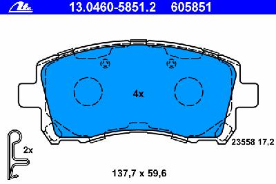 Комплект тормозных колодок, дисковый тормоз ATE 13.0460-5851.2