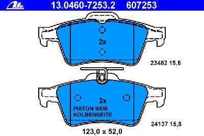 Комплект тормозных колодок, дисковый тормоз ATE 13.0460-7253.2