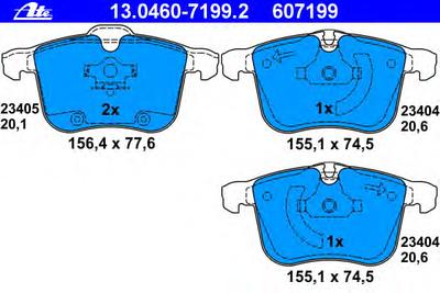Комплект тормозных колодок, дисковый тормоз ATE 13.0460-7199.2