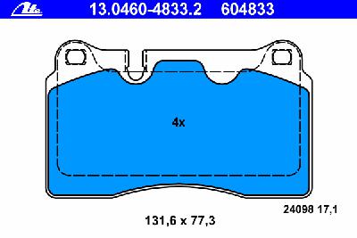 Комплект тормозных колодок, дисковый тормоз ATE 13.0460-4833.2