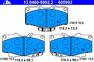 Комплект тормозных колодок, дисковый тормоз ATE 13.0460-5992.2