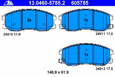 Комплект тормозных колодок, дисковый тормоз ATE 13.0460-5785.2