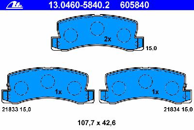 Комплект тормозных колодок, дисковый тормоз ATE 13.0460-5840.2