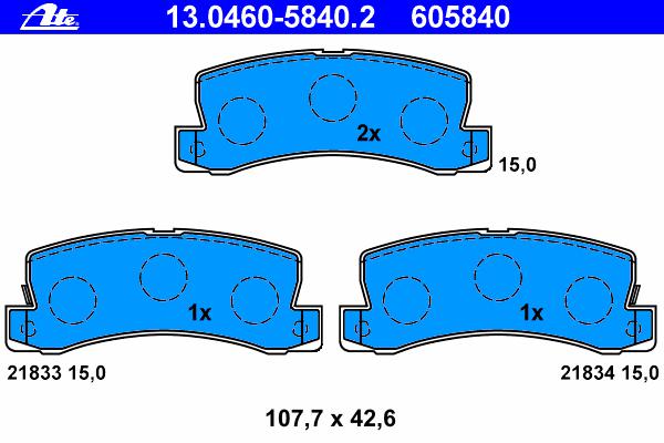 Комплект тормозных колодок, дисковый тормоз ATE
