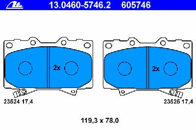 Комплект тормозных колодок, дисковый тормоз ATE 13.0460-5746.2