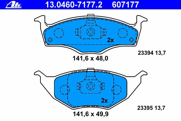 Комплект тормозных колодок, дисковый тормоз ATE