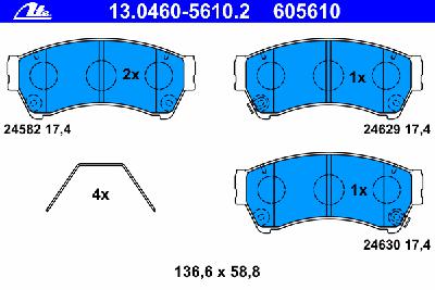 Комплект тормозных колодок, дисковый тормоз ATE 13.0460-5610.2